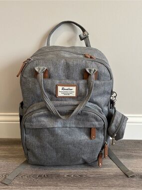 Ruvalino Gray Diaper Bag Backpack Convertible Baby Bag Large Capacity